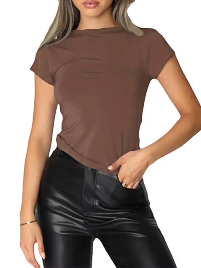 Y2k vêtements crop tops été 2024 Vintage Harajuku T-shirts couleur unie vêtements esthétiques femmes