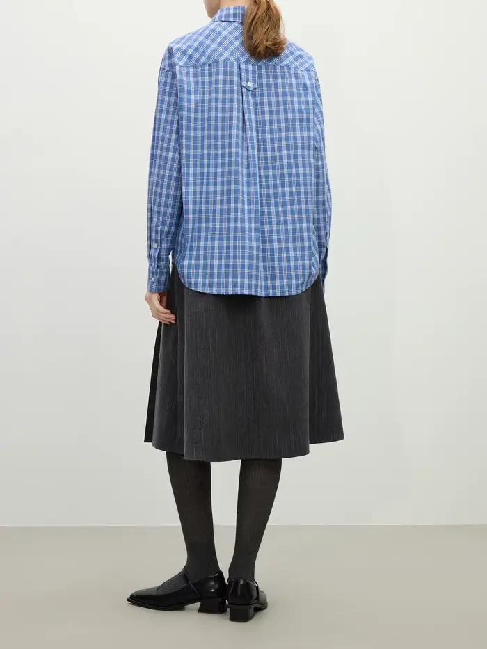 FSLE-Chemise à carreaux bleue à manches longues pour femme, nouveau design, style coréen, streetwear