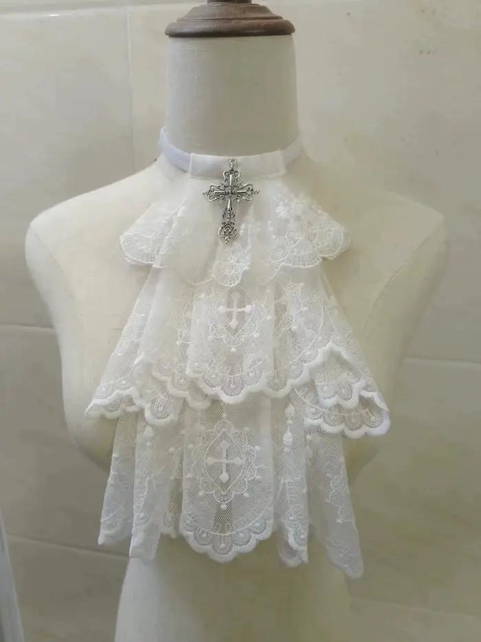 Collier Jabot en dentelle croisée élégant fait à la main, accessoires Lolita, faux col gothique Cosp