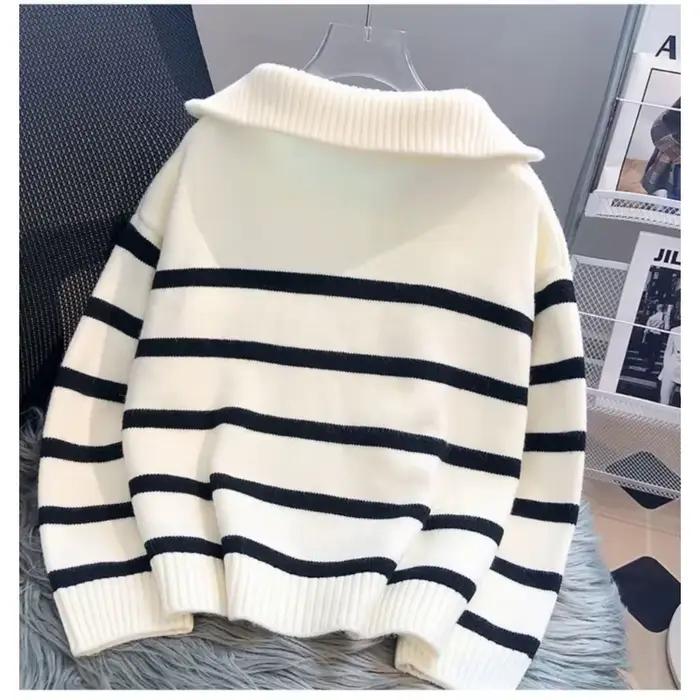 Pull pull femmes printemps et automne sous-vêtements 2023 nouvelle fermeture éclair rayure sous-couc
