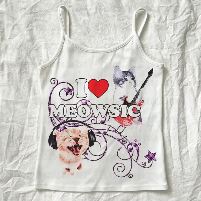 Vêtements pour femmes Y2k Kitty japonais, hauts Kpop des années 2000, vêtements esthétiques, t-shirt