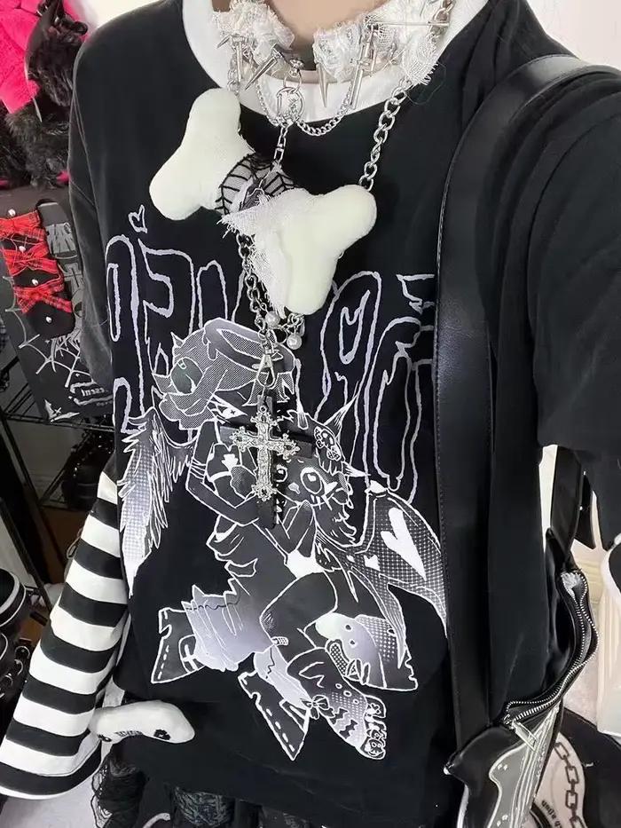 Mode rayure imprimé T-shirts basique t-shirt décontracté surdimensionné Patchwork hauts à manches lo