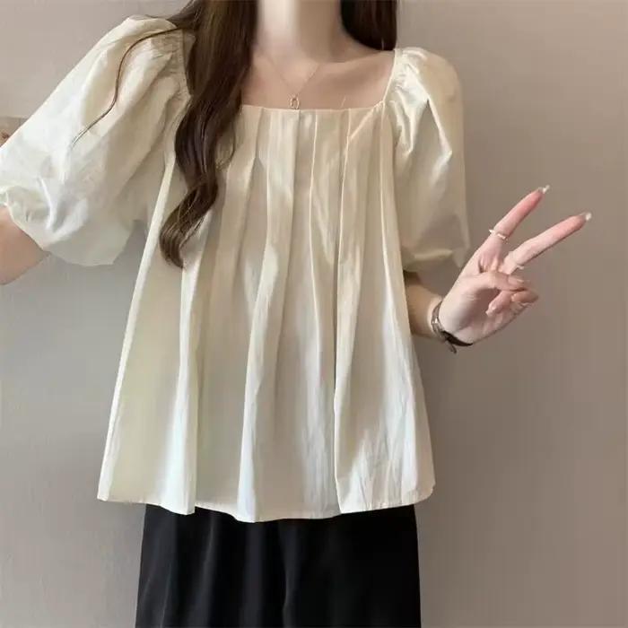 Chemisiers à manches bouffantes pour femmes, Style français, Doux, Solide, Tempérament, Lacets, Mode