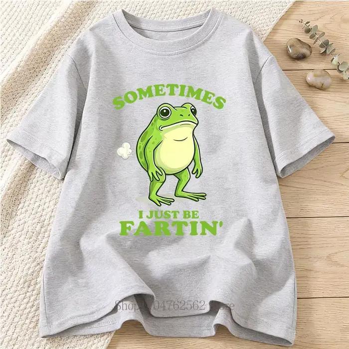 T-shirts graphiques amusants Fart Frog pour femmes et hommes, mode estivale décontractée, streetwear