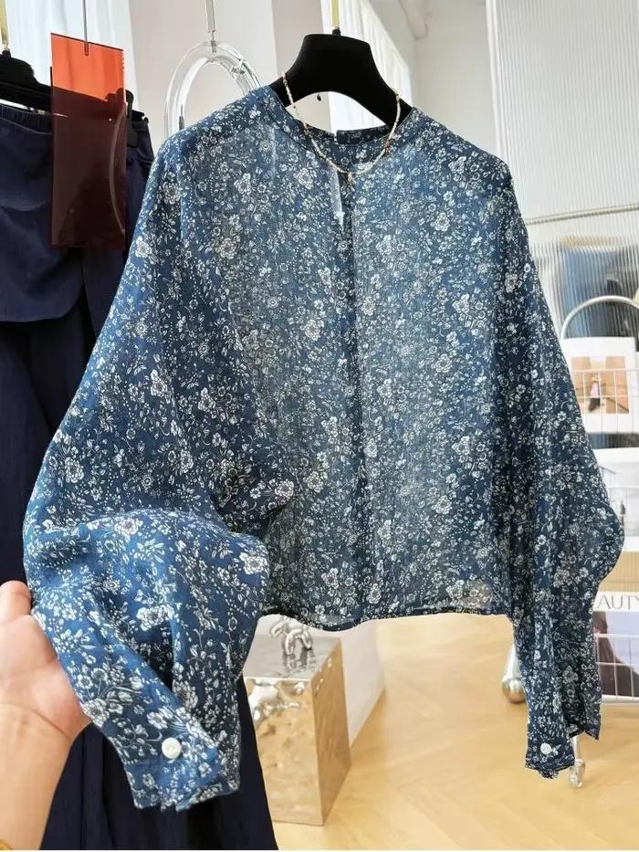 Chemisier Femme à Imprimé Floral Design Unique 2026 Été Manches Chauve-Souris Légères Protection Sol