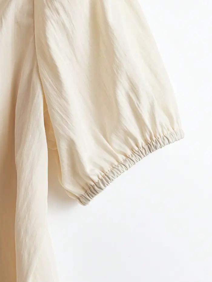Chemisier élégant pour femme, style vintage français, à manches courtes et bouffantes, nouvelle coll