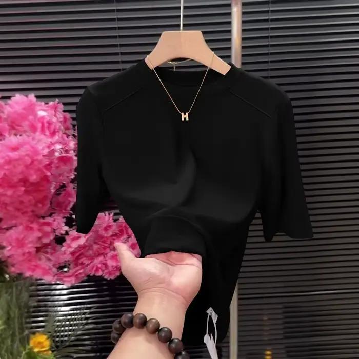 Haut à manches mi-longues pour femmes de style coréen, chemise basique tendance et polyvalente, coup