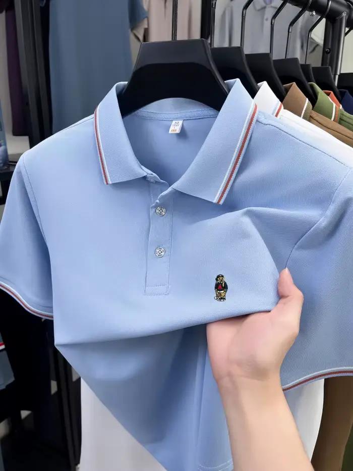 Marques de luxe été manches courtes polo chemise mode nouvelle exquise dessin animé ours broderie ho