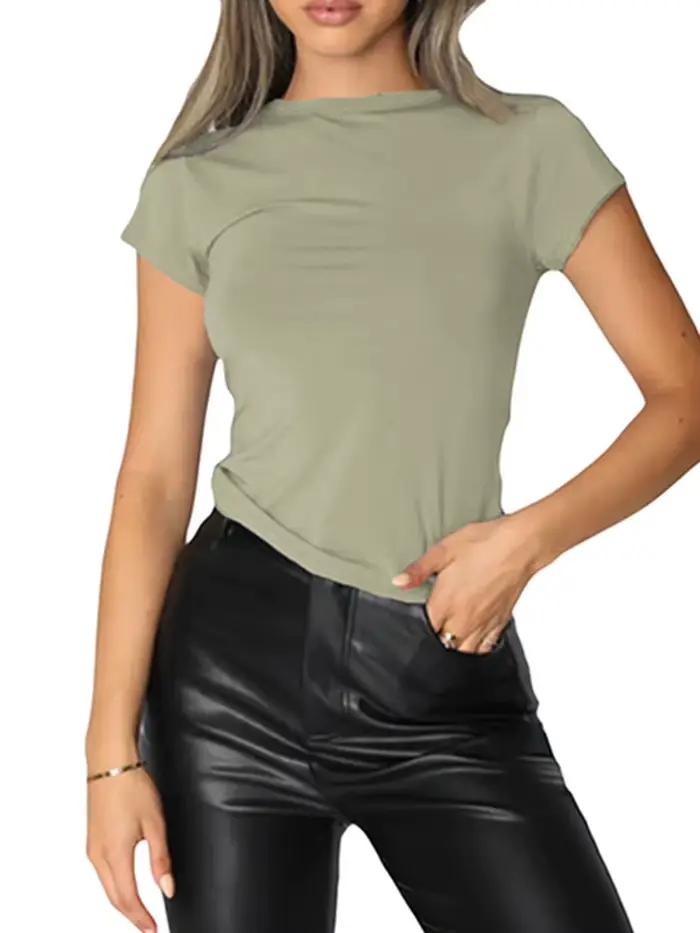 Y2k vêtements crop tops été 2024 Vintage Harajuku T-shirts couleur unie vêtements esthétiques femmes