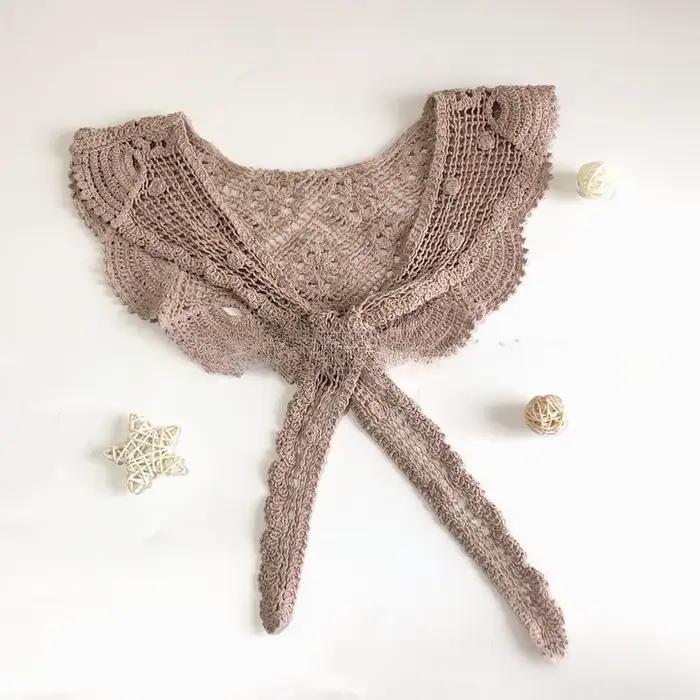 Hollw châle enveloppes faux col pour femmes dames broderie dentelle faux col pour chemisier pull vêt