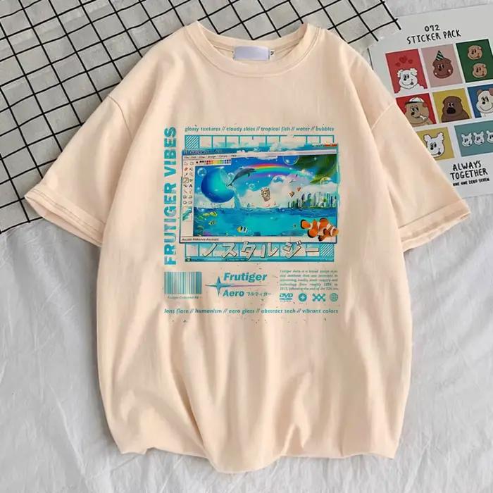 Frutiger Aero top t-shirts femmes confortable Pop Culture streetwear psychédélique esthétique chemis