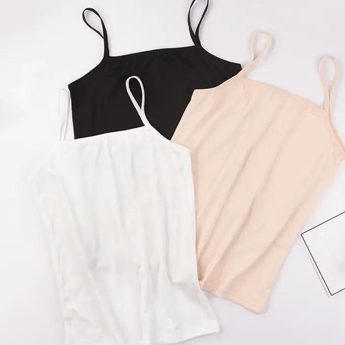 Camisole à bretelles pour femme, haut en fibre unie, chemises émaillées pour femme, gilets pour femm