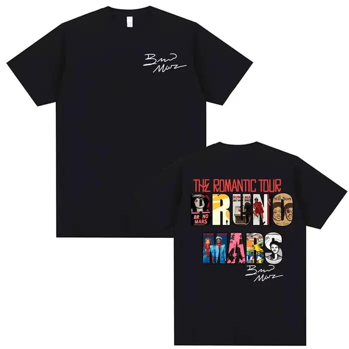Bruno Mars The Romantic Tour 2026 Album Man Woman Harajuku T-shirt à manches courtes et col rond, vê