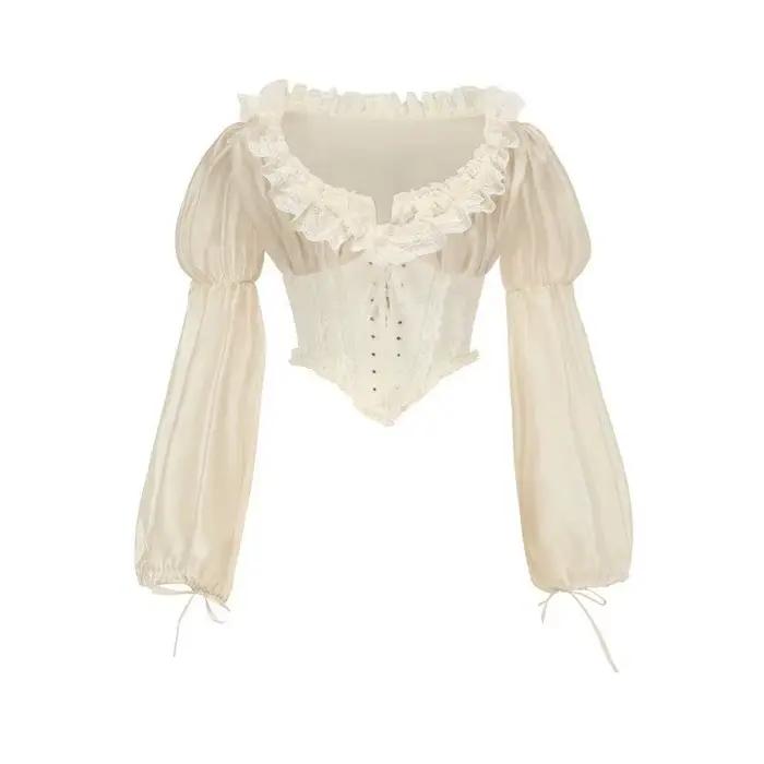 Chemisiers amincissants à la taille pour femmes, Style rétro français, vêtements de printemps, manch