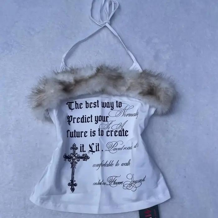 Haut court rétro imprimé graphique esthétique, mode Hip Hop, haut sans manches, gilet Unique gothiqu