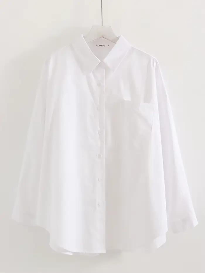 Chemises minimalistes Streamgirl pour femmes, chemises amples en coton 100% blanc, chemises de trava