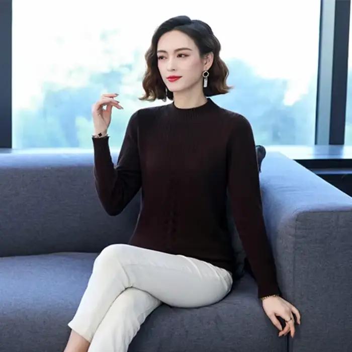 Pull ample en tricot de style occidental pour femme, manteau en velours, chemise à bascule pour mère