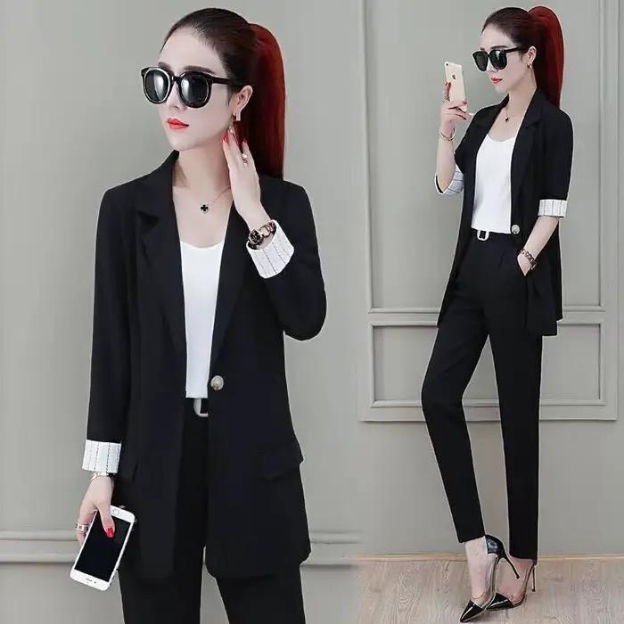 Ensemble deux pièces pantalon et blazer pour femme, surintendant professionnel, tenue de bureau, ros