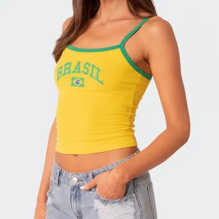 Été femmes brésil lettre graphique Y2K vêtements T-shirt Streetwear haut court esthétique Goth Haraj