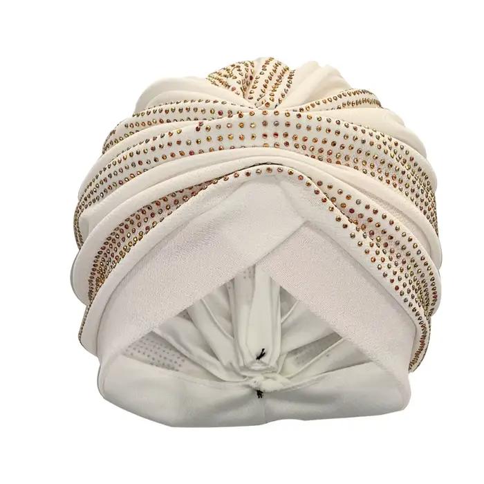 Brillant diamants Turban casquette pour femmes femme enveloppement tête Bonnet musulman foulard chap