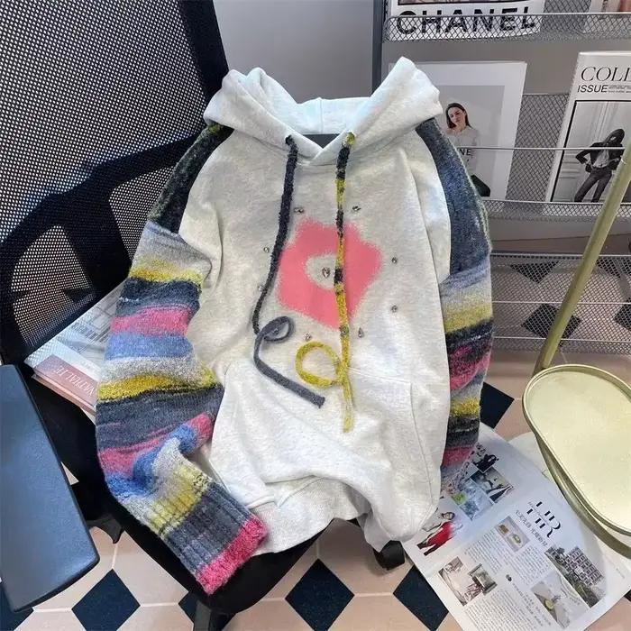 Strass sweat à capuche pour femmes graphique femme hauts paillettes Baggy lâche paillettes 2025 tend