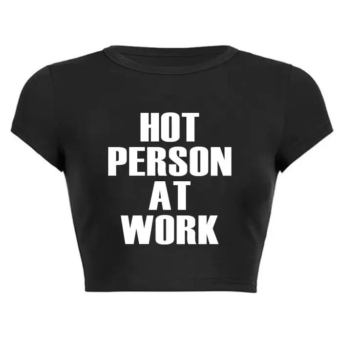 Persona chaude au travail femme T-Shirt été Harajuku haut court Sexy vêtements de fête col rond reca