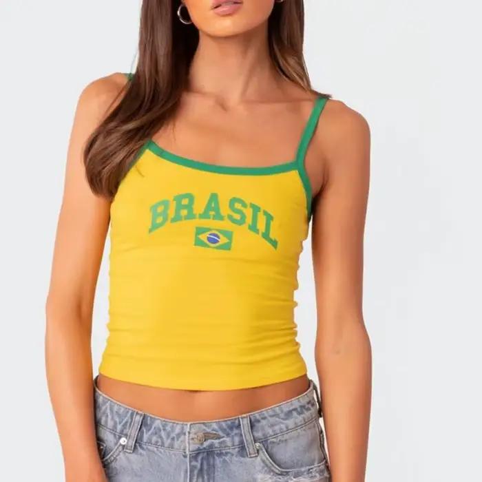 Été femmes brésil lettre graphique Y2K vêtements T-shirt Streetwear haut court esthétique Goth Haraj