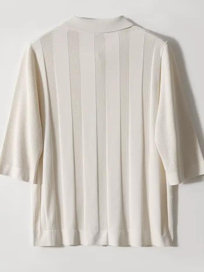 Col rabattu t-shirt Femme mode coréenne vêtements bouton t-shirts pour femmes à manches courtes 2025