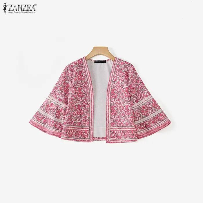 Chemisier ZANZEA pour femme, imprimé floral, manches mi-longues, été, printemps, streetwear, OL, tra