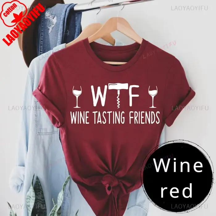 T-shirt drôle de dégustation de vin pour hommes et femmes, T-shirt imprimé de buveurs de vin d'amis,