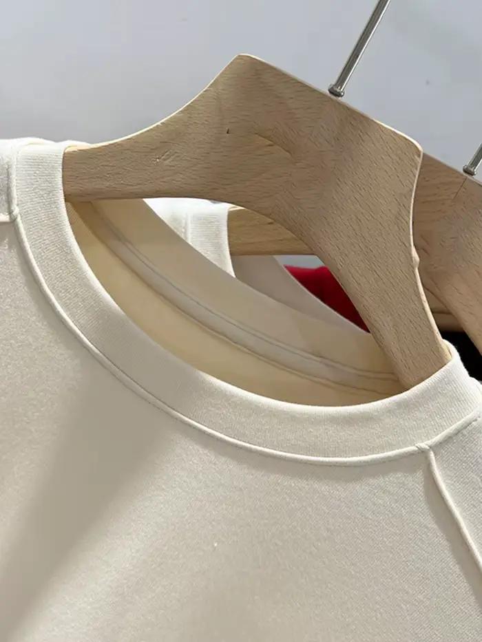 T-shirt blanc d'été AOSSVIAO 2026 en coton pour femme, à manches courtes, style étudiant, polyvalent