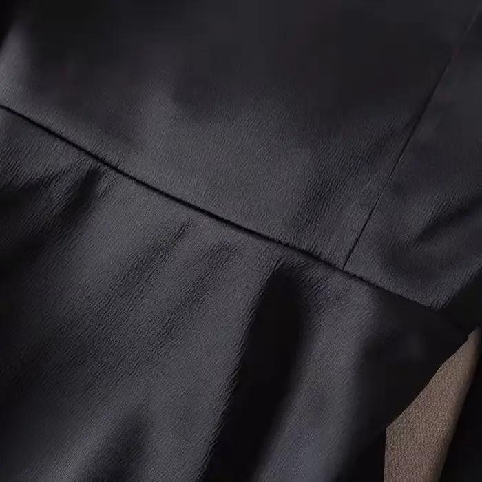 L-4XL Chemisiers Femmes Élégant Solide Noir Col En V Conception Bouton Noeud Chemises High Street Mo