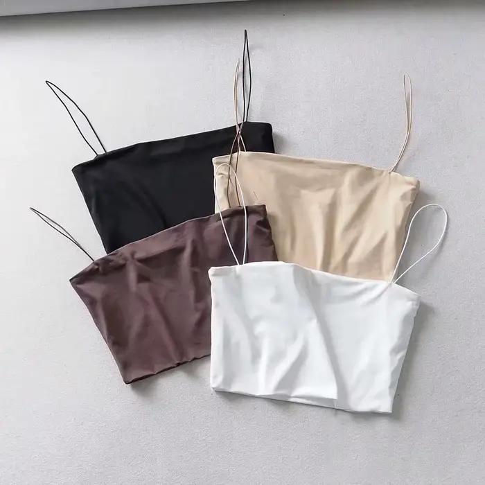 Haut court d'été pour femmes, Camis Sexy en coton élastique, sans manches, débardeur court, Bar, 202