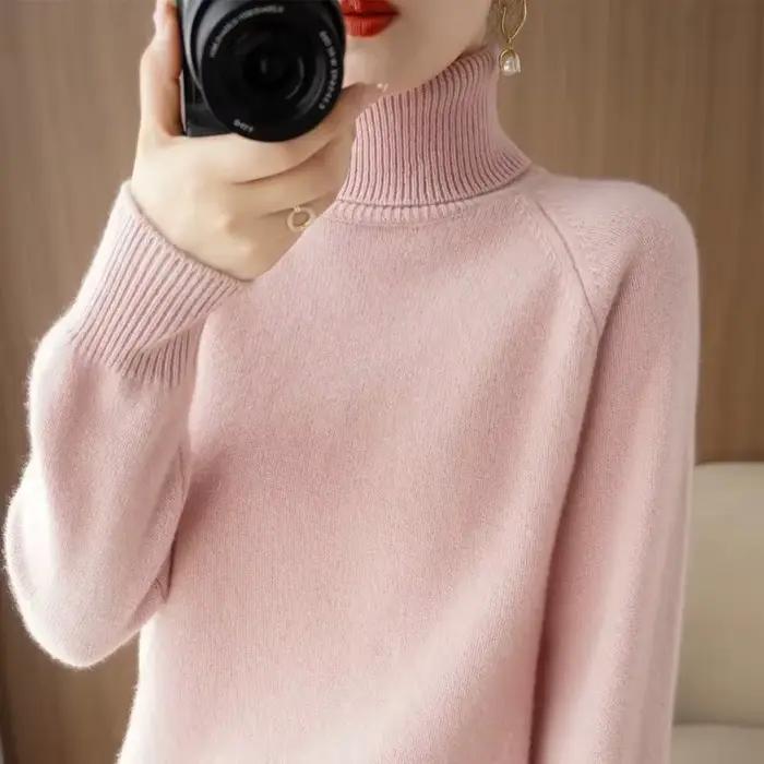 Pull en acrylique et coton col roulé pour femme automne hiver confortable et élégant
