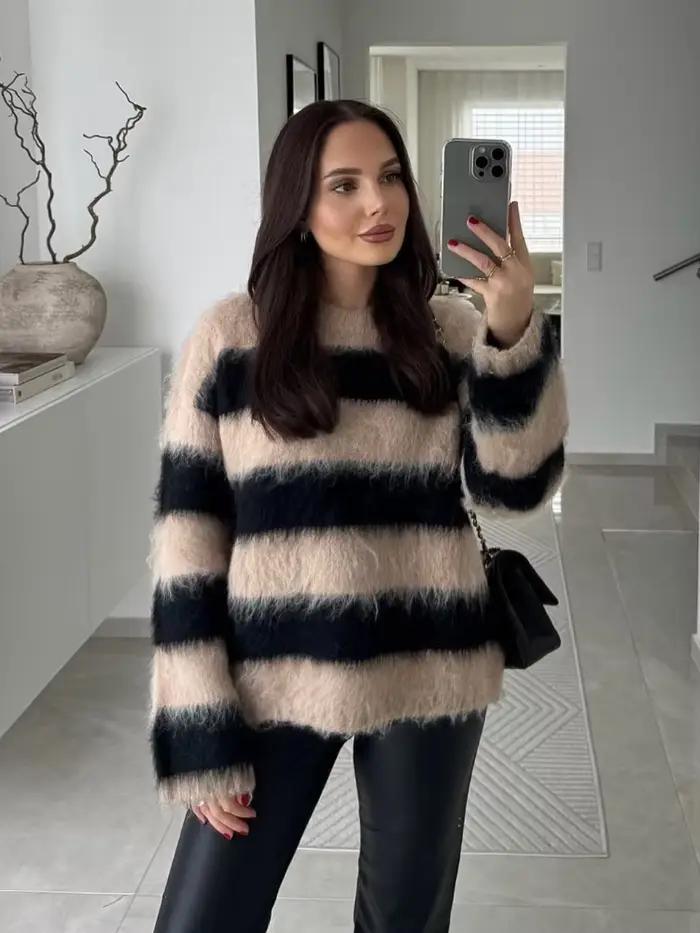 Pull en Mohair de couleur unie pour femme