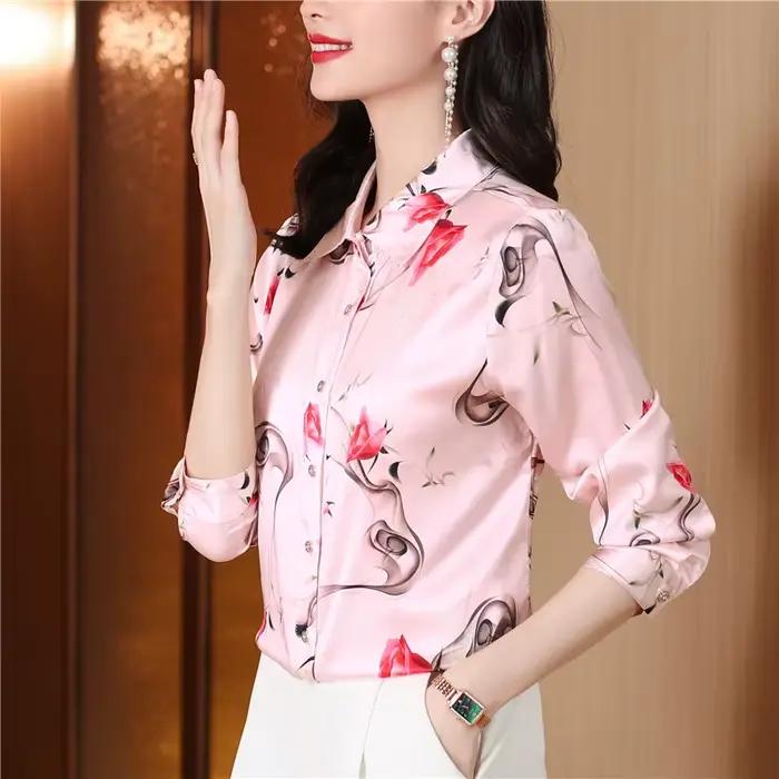 Chemise en Satin de soie pour femmes