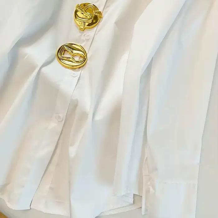 Chemisier blanc à col rabattu pour femme