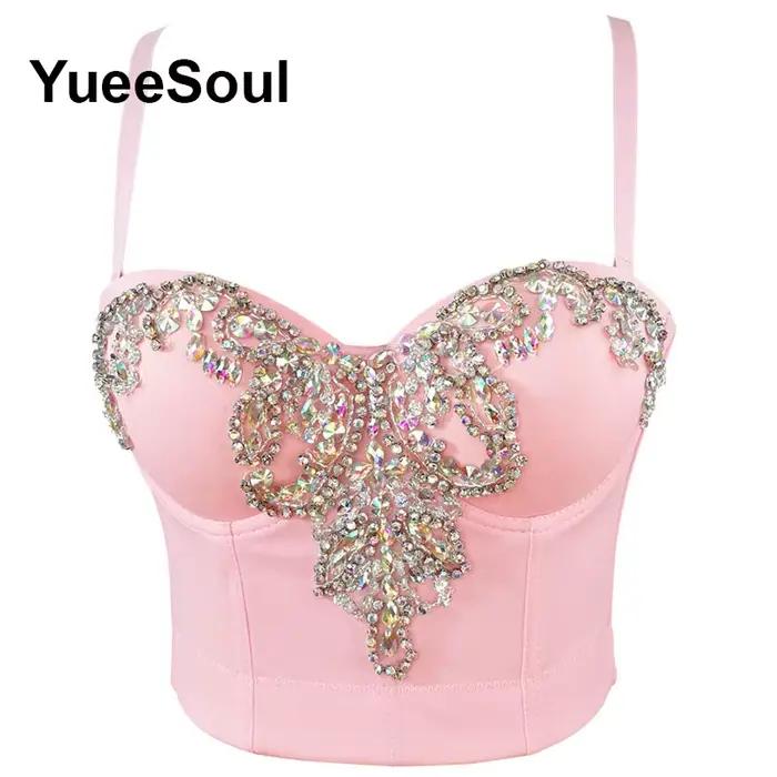 Crop top rose Yueesoul haut bustier sexy pour femmes avec design Y2K élégant pour soirée club scène et fête