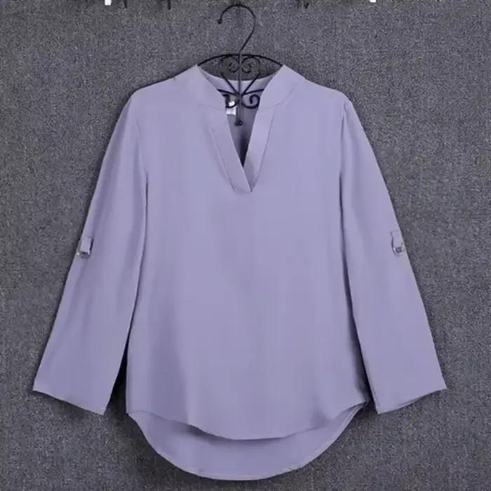 Grande taille Blouse vêtements femmes à manches longues chemise en mousseline de soie