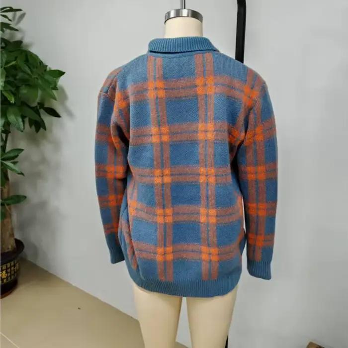 Pull décontracté à carreaux pour femmes, printemps et automne, ample, bureau dame, pull cardigan, confortable, style chic, couleurs variées, pour femmes de tous âges