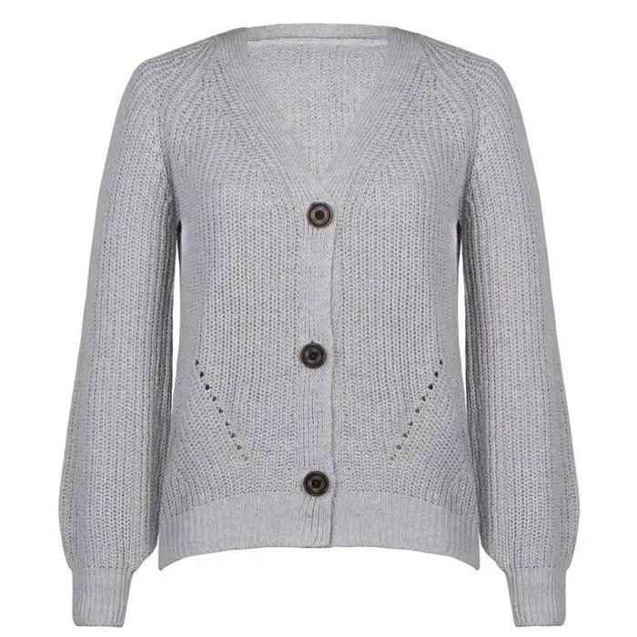 Pull décontracté pour femme avec boutons de couleur unie en automne et en hiver 2025