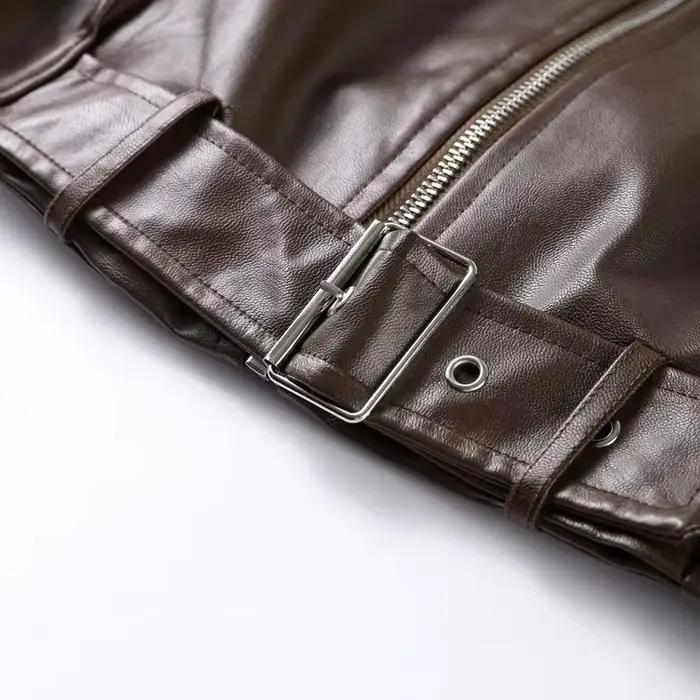 Vestes bombardier Vintage en cuir PU pour femme