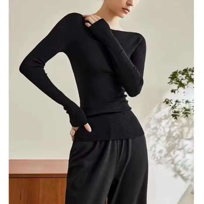Pull en tricot tendance et simple à col ras du cou