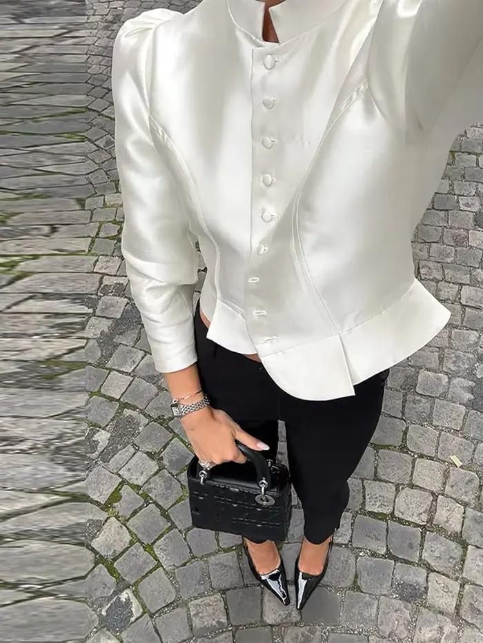 Chemisiers et Blouses Vintage en Satin pour Femmes