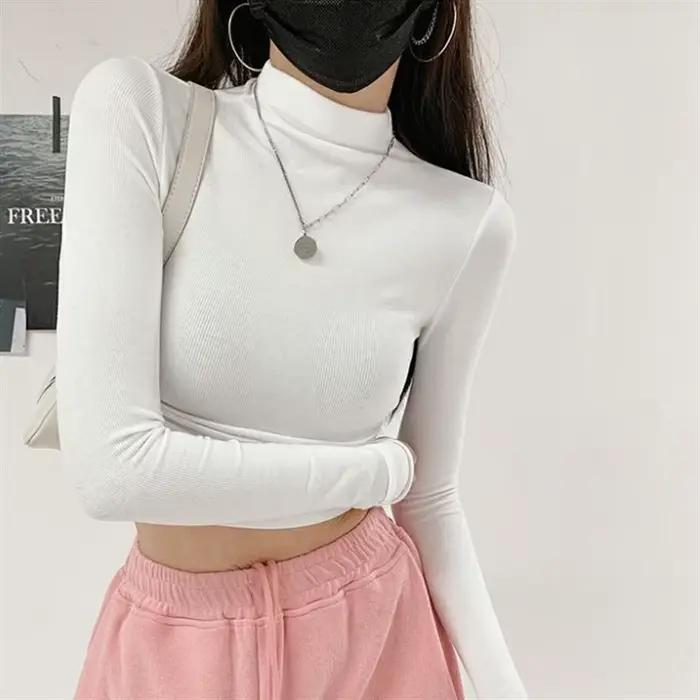 T-shirt sans manches à col roulé pour femme, nouveau style sportif printemps été 2026, hauts Y2K, élégants et coquettes, pour occasions spéciales et mode coréenne