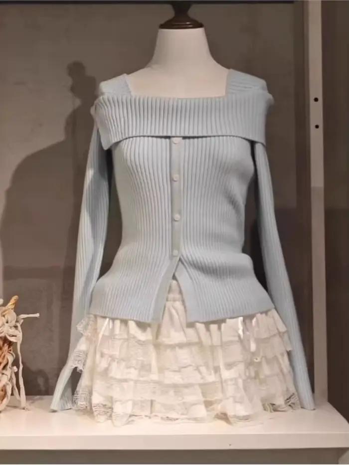 Pull en tricot à épaules dénudées pour femmes