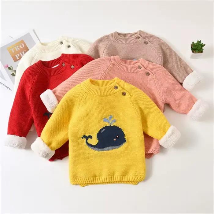 Pull en Velours Chaud à Col Rond pour Bébé Garçon et Fille