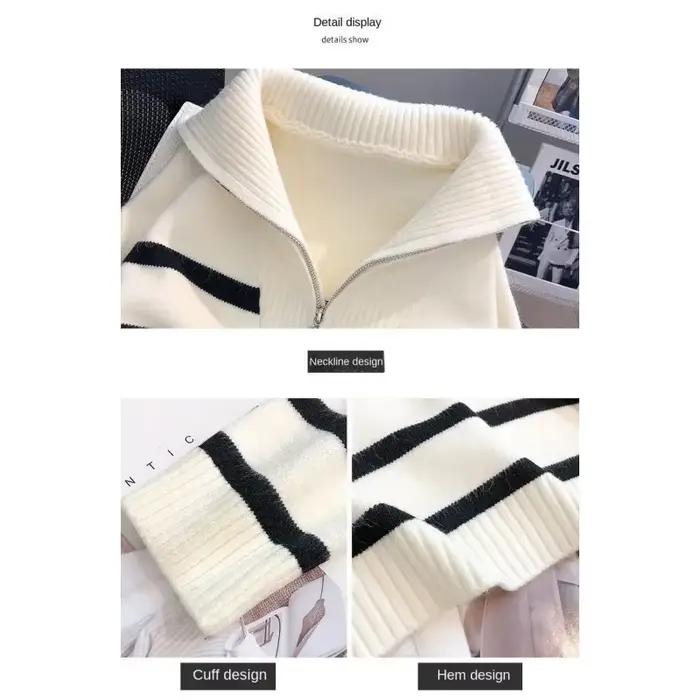 Pull à Rayures en Coton et Polyester pour Femme, Coupe Ample et Décontracté, Idéal pour L'Automne et L'Hiver Occasions Spéciales
