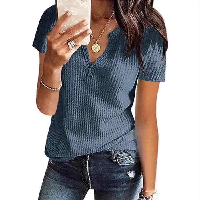 T-shirt manches courtes col en v pour femme