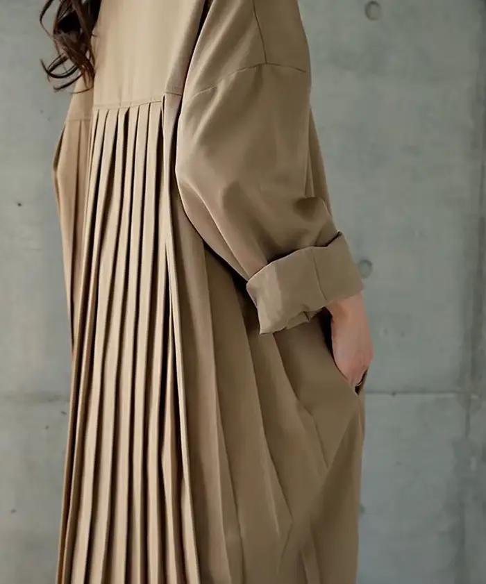 KUSAHIpastel-Robe chemisier longue décontractée pour femme